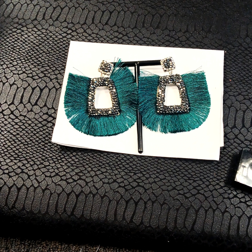 Green blackstone earrings